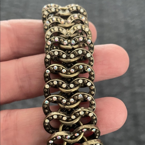 Vintage Bronze Tone Bracelet with Iridescent Stones - Picture 9 of 9